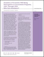 Dynamics of Economic Well-Being: Participation in Government Programs, 2001 Through 2003