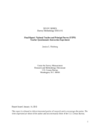 Final Report: National Teacher and Principal Survey (NTPS) Teacher Questionnaire Instruction Experiment