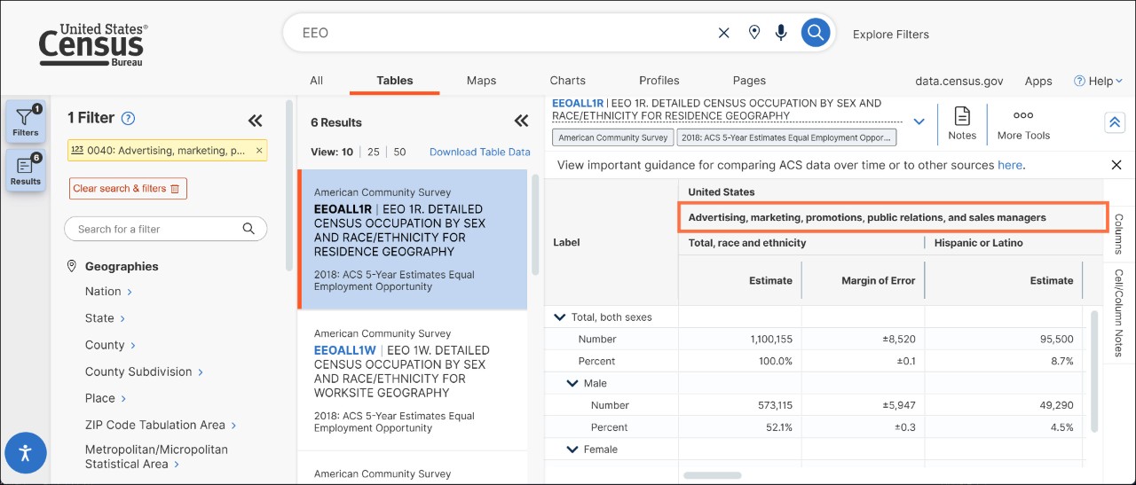 How can I access Equal Employment Opportunity (EEO) Tabulation data? Image