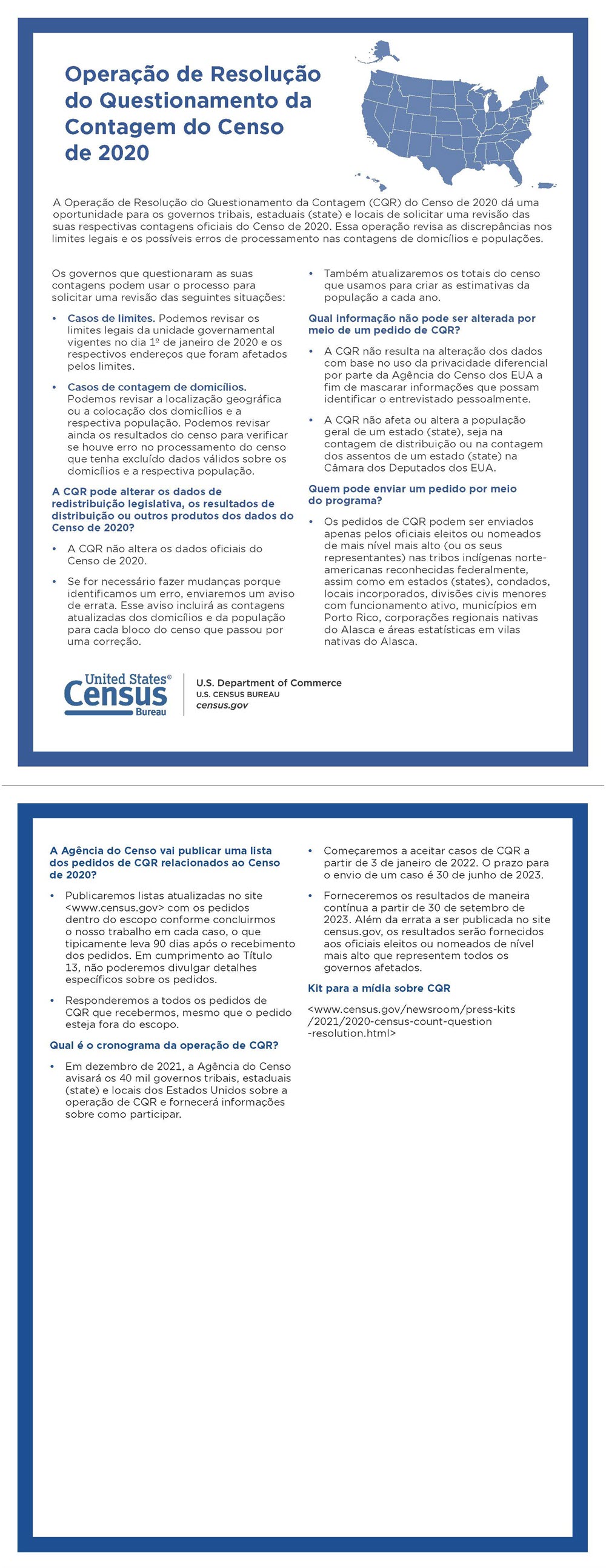 Operação de Resolução do Questionamento da Contagem do Censo de 2020