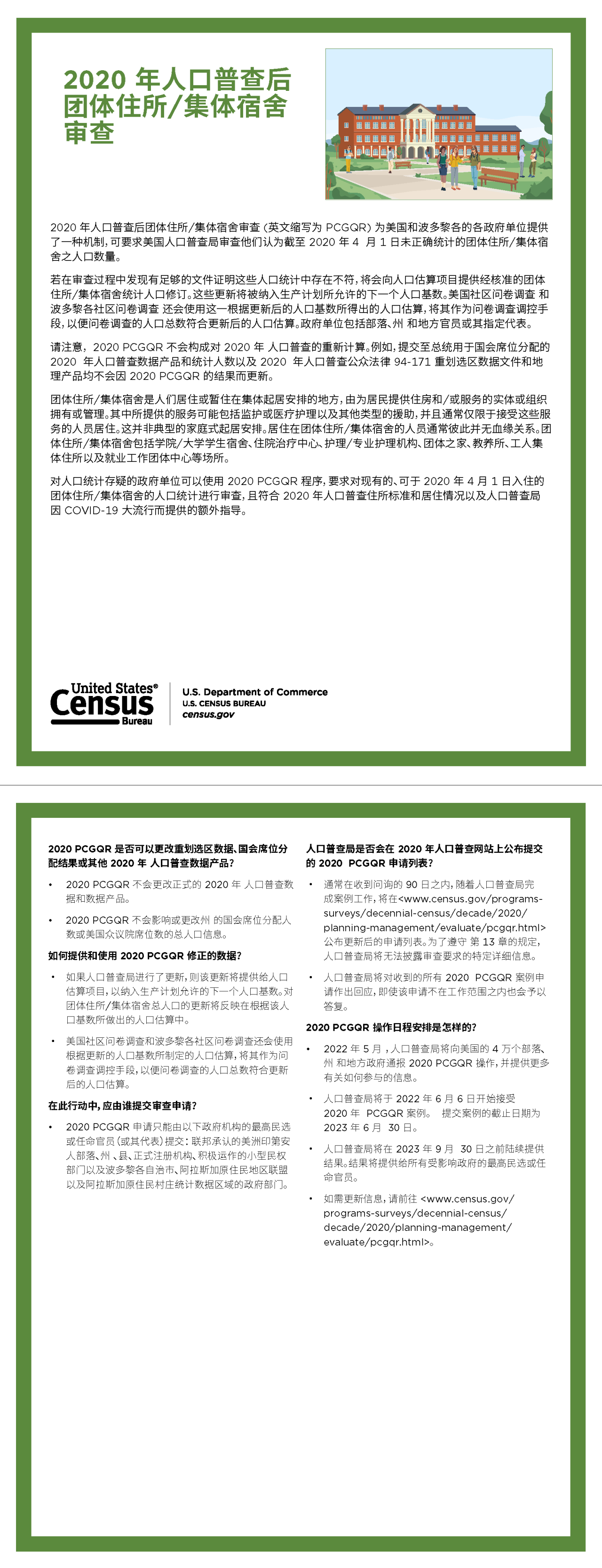2020 年人口普查后团体住所/集体宿舍审查