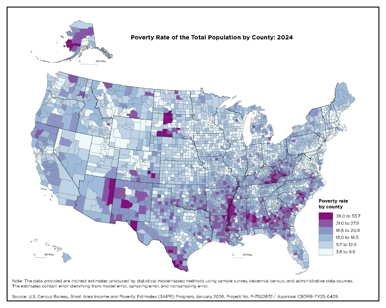 Poverty Rate of the Total Population by County: 2024
