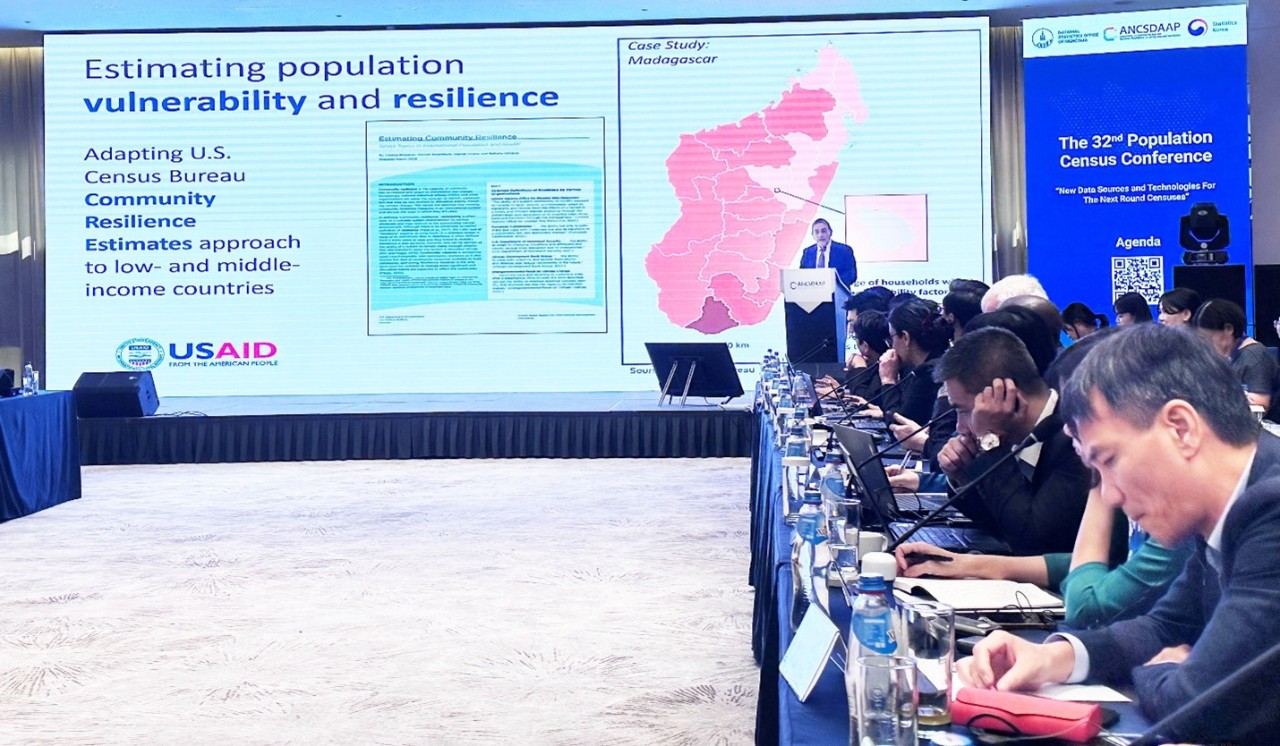 Photo: Speaking to leaders from national statistical offices at the 32nd Population Census Conference in Ulaanbaatar, Mongolia.